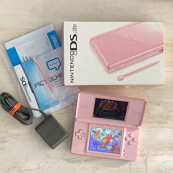 Nintendo DS Lite Pink Console & Charger Box Jelly Belly Ballistic Beans DS Game - Picture 3 of 14